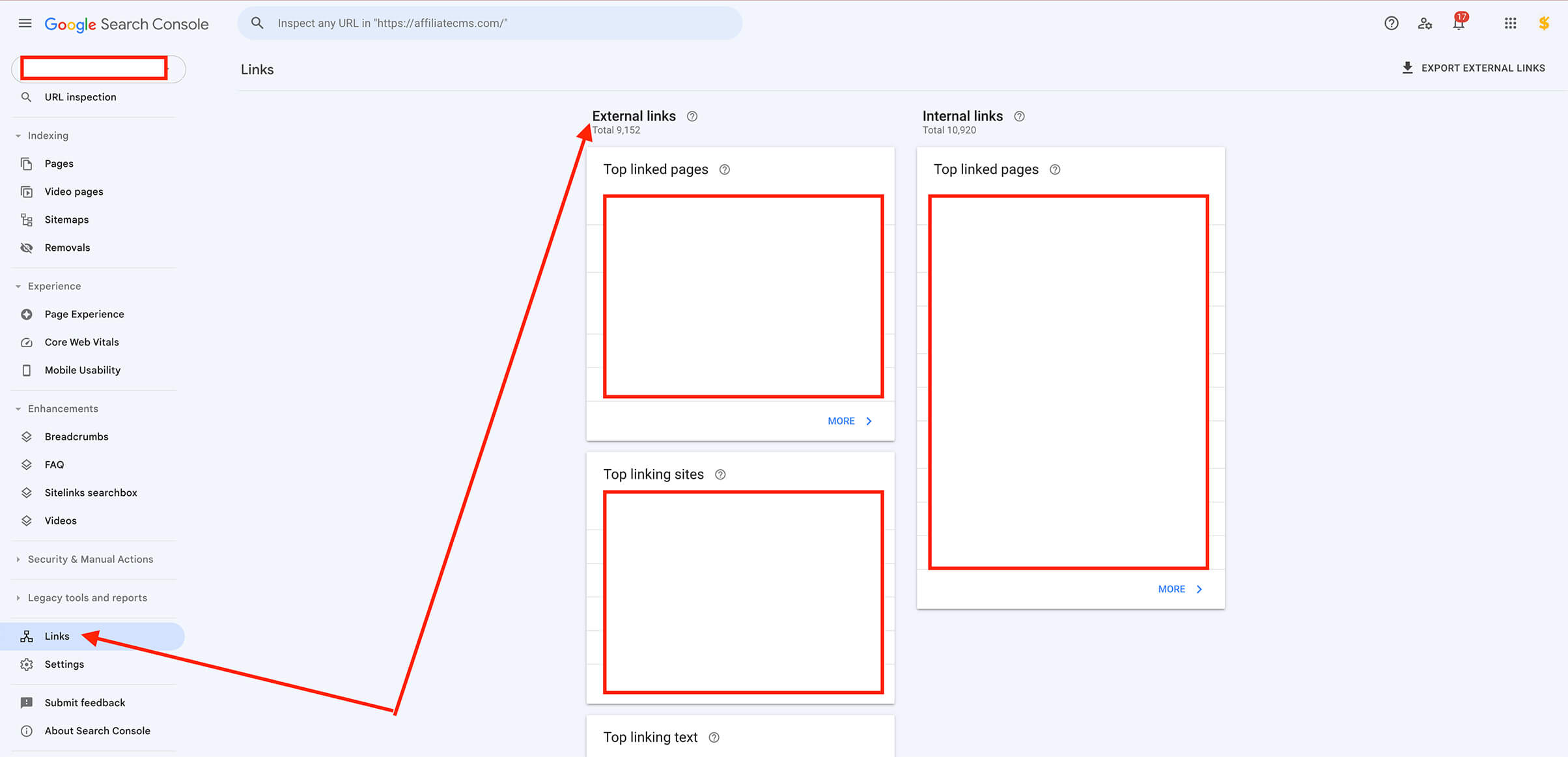 Kiểm tra backlink SEO ở Google sử dụng Search Console => Links