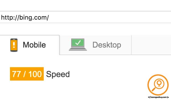 Tốc độ tải trang của Bing